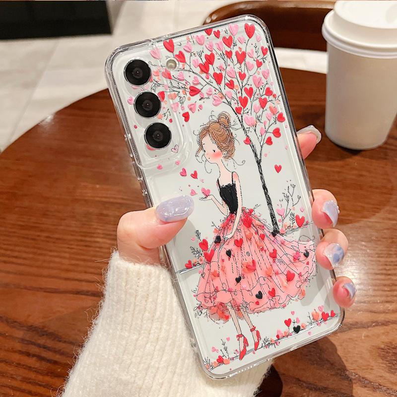 Чехол с принтом 'Pin Love Queen' для Samsung A57 S26 Ultra A37 A17 A56 A36 A26 A16 A55 A35 A25 A15 A54 5G S21 FE S22 S23 S24 S25 Plus Прозрачный Мягкий чехол из ТПУ