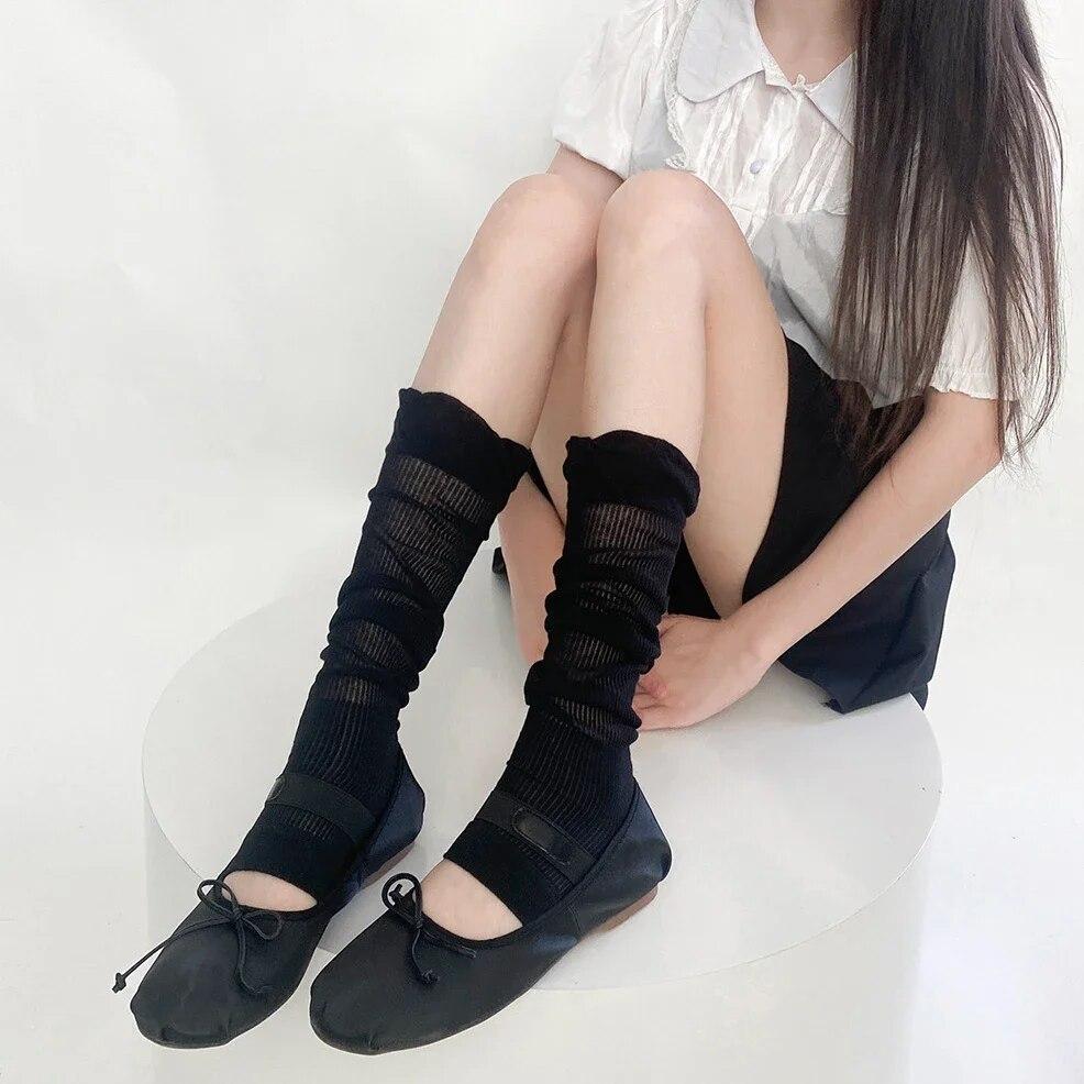 Leg Warmers Women Ballet Style Solid Color Long Socks Stockings Women JK Lolita Girls Kawaii Ruffle Socks Foot Cover Leg Warmers