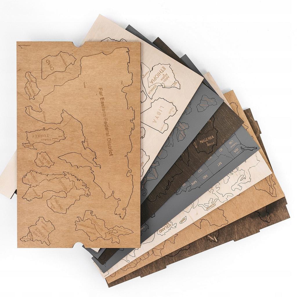 3D Wooden World Map Beige Brown 105x60cm Cities Wall Decoration