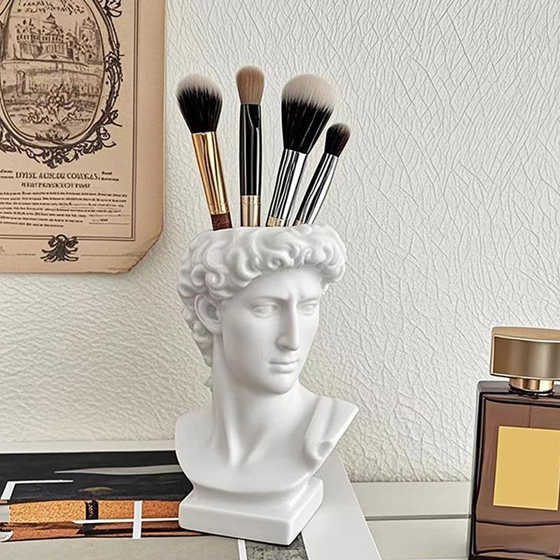 Creative Statue Of David Shape Brush Pot Desktop Ornaments Storage Box Household Makeup Brushes Organizer