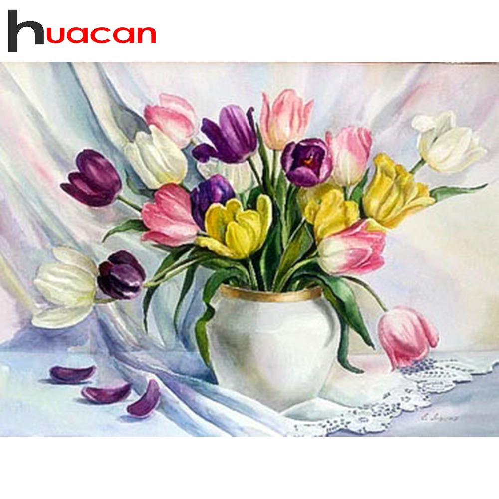 Huacan Scenic Алмазная живопись Аксессуары Полная площадь Алмазная вышивка Цветочная хрустальная мозаика
