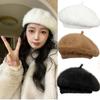 Retro Plush Beret Hat Thicken Artist Hat Cloud Hat Autumn Winter Cap Women Lady