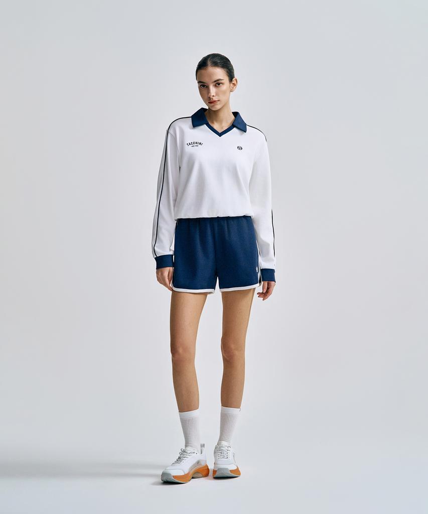 Мужская футболка-поло SERGIO TACCHINI с V-образным вырезом, длинным рукавом, из двойного трикотажа