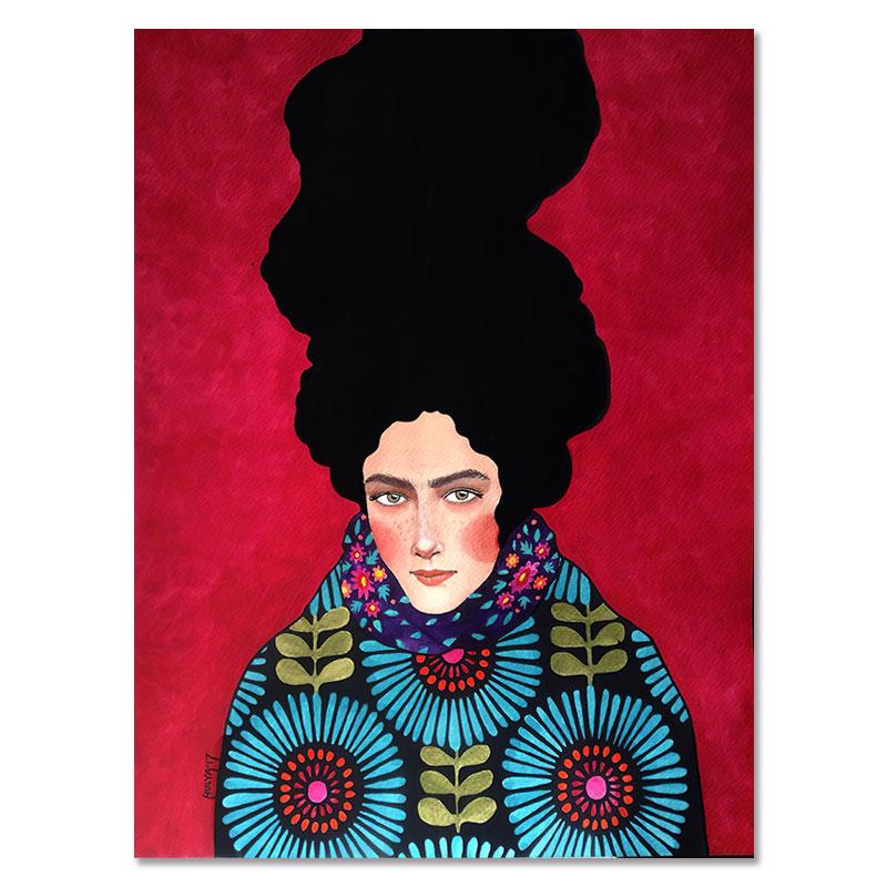 Абстрактная девушка, волосы, цветок, птица, настенная живопись на холсте, плакаты на скандинавскую тему и принты, винтажные настенные панно для декора гостиной