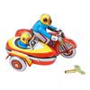 Wind Up Motorcycle Toy Iron Retro Collectible Three Wheeled Motorcycle Clockwork Vintage Toy for Des