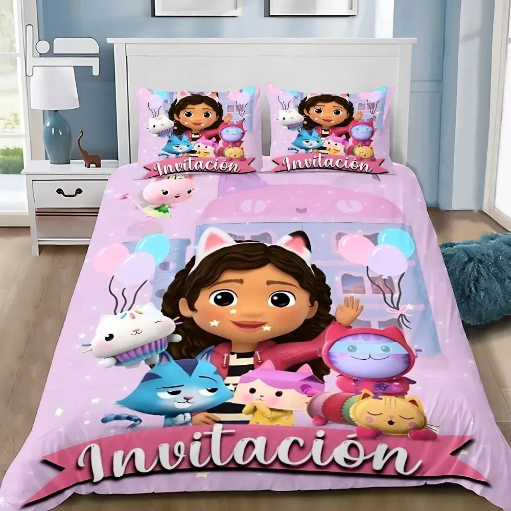 G-Gabbys D-Dollhouse Комплект постельного белья Мультяшный пододеяльник Наволочка Декор детской спальни Детский Односпальный Двуспальный Индивидуальный размер
