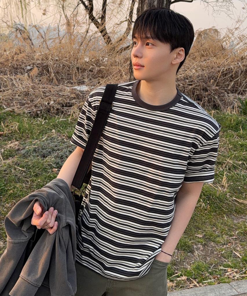 MINDBRIDGE 100% Cotton Multi-Stripe Oversized Short Sleeve T-Shirt - 2 Colors