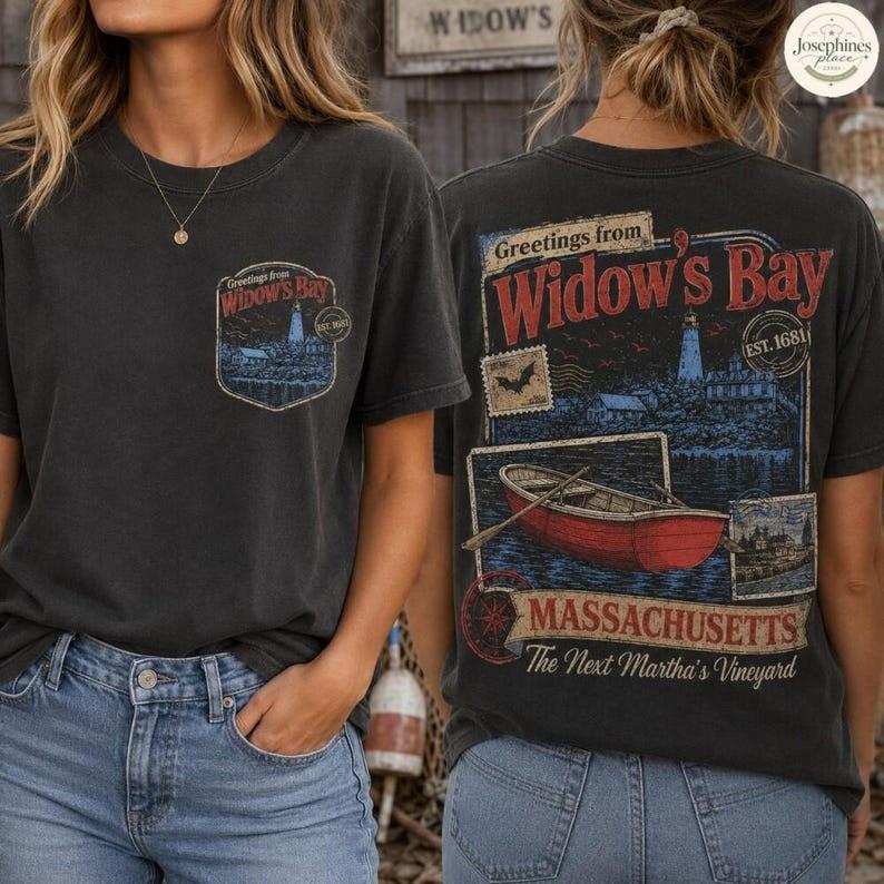 Футболка Widows Bay Привет из 1681 года, Винтажная футболка с графикой маяка