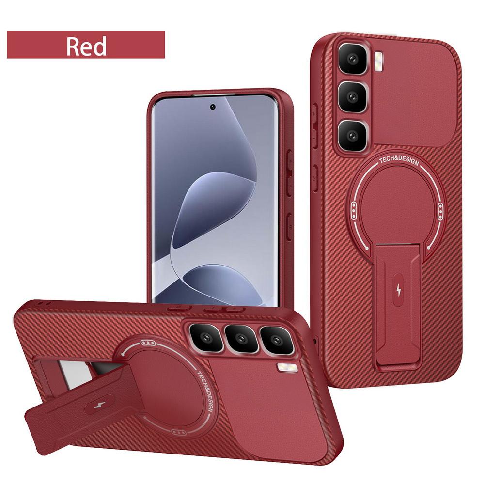 Чехол-подставка из углеродного волокна со встроенным магнитным кольцом для Infinix Hot60 Pro + Hot 60 60i 40i 40 Pro