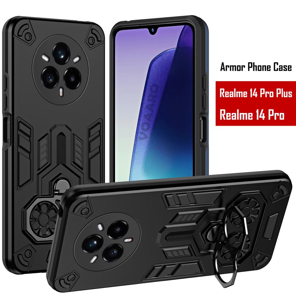 Двойное кольцо-броня для пальцев для OPPO Realme 14 Pro Plus Чехол для Realme 14 Pro Вращающаяся металлическая подставка Держатель Чехол Capa