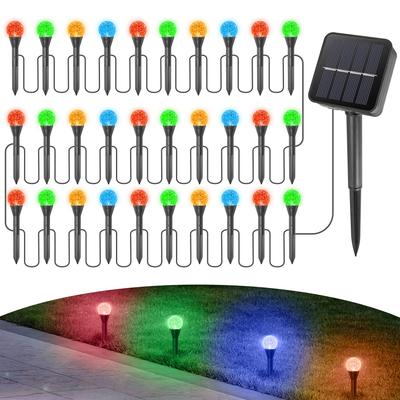 Уличные солнечные садовые огни, грунтовые гирлянды, RGB-подсветка, водонепроницаемые, 8 режимов, гирлянды для кемпинга, идеально подходят для садов, газонов,