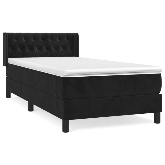 Lit avec matelas - Maison Exclusive - Noir - 90x200 cm - Tête de lit réglable - Velours doux