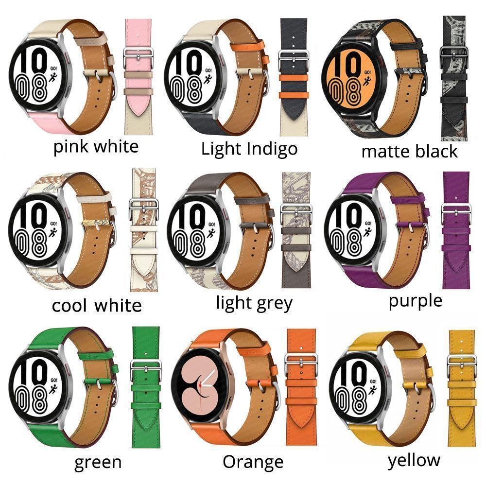 20 22 мм ремешок из натуральной кожи для Samsung Galaxy Watch 6 classic 43 мм 47 мм 5 6 7 FE 4 40 мм 44 мм classic 4 42 мм/46 мм 3 45 мм 41 мм Gear S2 S4 S3