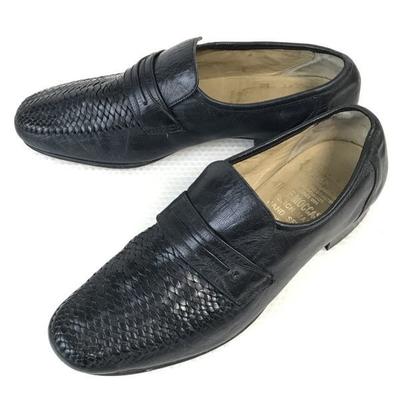 Винтажные лоферы-мокасины Grenson из плетеной кожи, 80-90-е годы, Сделано в Англии, 8 / 26,5 см / Черные туфли для платья(ИСПОЛЬЗОВАЛ)