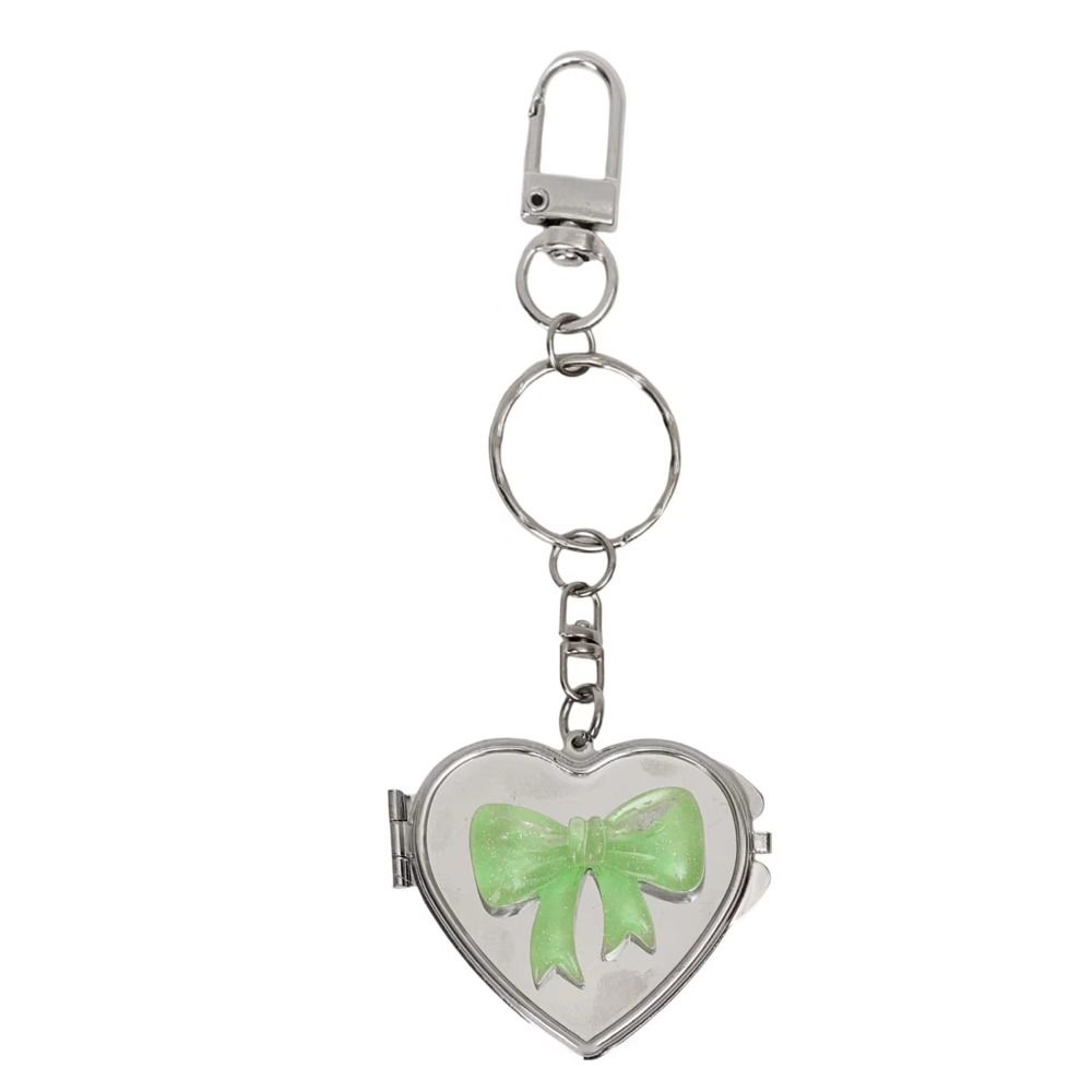 Double Sided Mirror Bag Hanging Keychain Heart Shape Cosmetic Mirror Key Chain Women