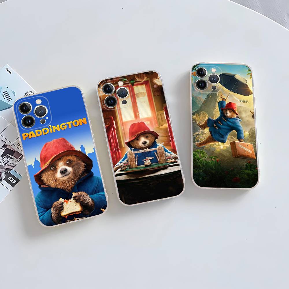 Cute P-Paddington B-BearS Silicone Phone Case Material For iPhone 17 16 15 11 12 13 14 Pro Max Mini Plus Soft TPU
