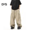 Мужские брюки-карго, свободные, широкие, винтажный стиль, эластичный пояс на шнурке, множество карманов, уличные брюки в стиле хип-хоп, длинные брюки