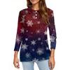 Women's Fashion Casual Lapel Short 3/4 Sleeve Christmas Print Shirt Women's Button Up Tops