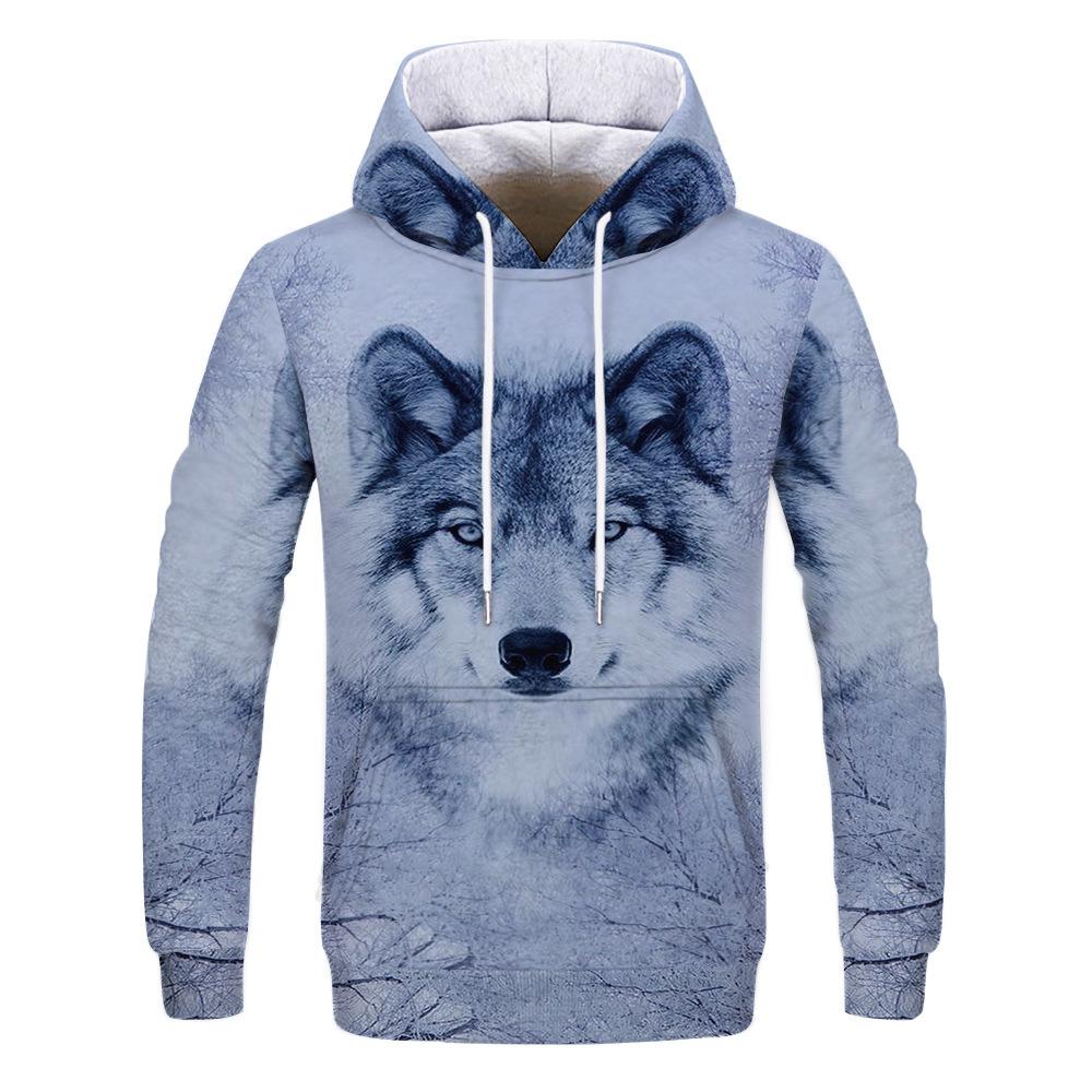 Spring Autumn Hooded Sweatshirt 3D Digital Printing Unisex Hoodies Men Women Wolf Fashion Loose Pullover