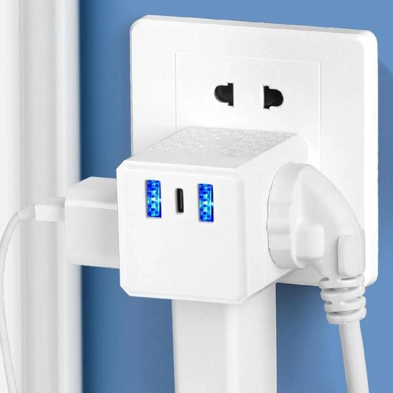 Портативная кубическая розетка с USB-портами для зарядки, несколько AC-розеток для дома, офиса, путешествий, деловых поездок