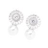 Cross-border hot selling exquisite high-end geometric stone-inlaid earrings, exaggerated temperament, versatile pearl earrings, ear clips, women's ear
