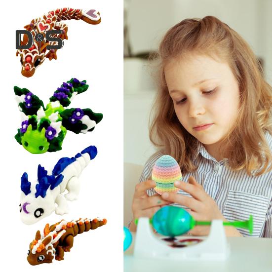 6 шт. Яйцо дракона, 3D-печатное градиентное яйцо с животным внутри, шарнирная игрушка-дракон для домашнего декора, детский подарок на день рождения, Пасху