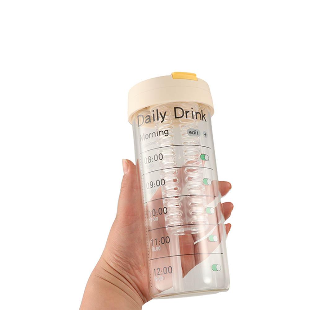 Glass Sports Water Bottle Large Capacity Outdoor Glass Straw Cup Primary School Students