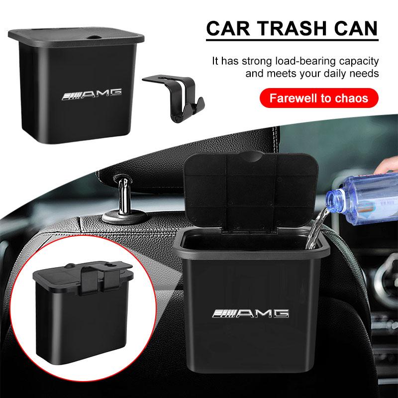 Car Hanging Trash Bin Seat Back Storage Box Phone Holder Hook Stickers For Mercedes Benz A B C E S AMG C200 C230 C240 C250 C280 GI1