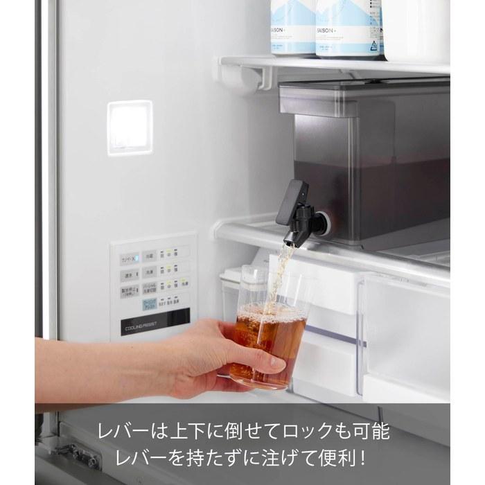 [Yamazaki] Refrigerator Drink Server 2.8L Black 10x31.5x17cm (Faucet/Valve Included) Tower Dishwasher Safe Water Dispenser Barley Tea Pot