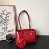 Solid Color Glossy Black Shoulder Bag Korean Style Small Square Bag French Underarm Bag  Girls