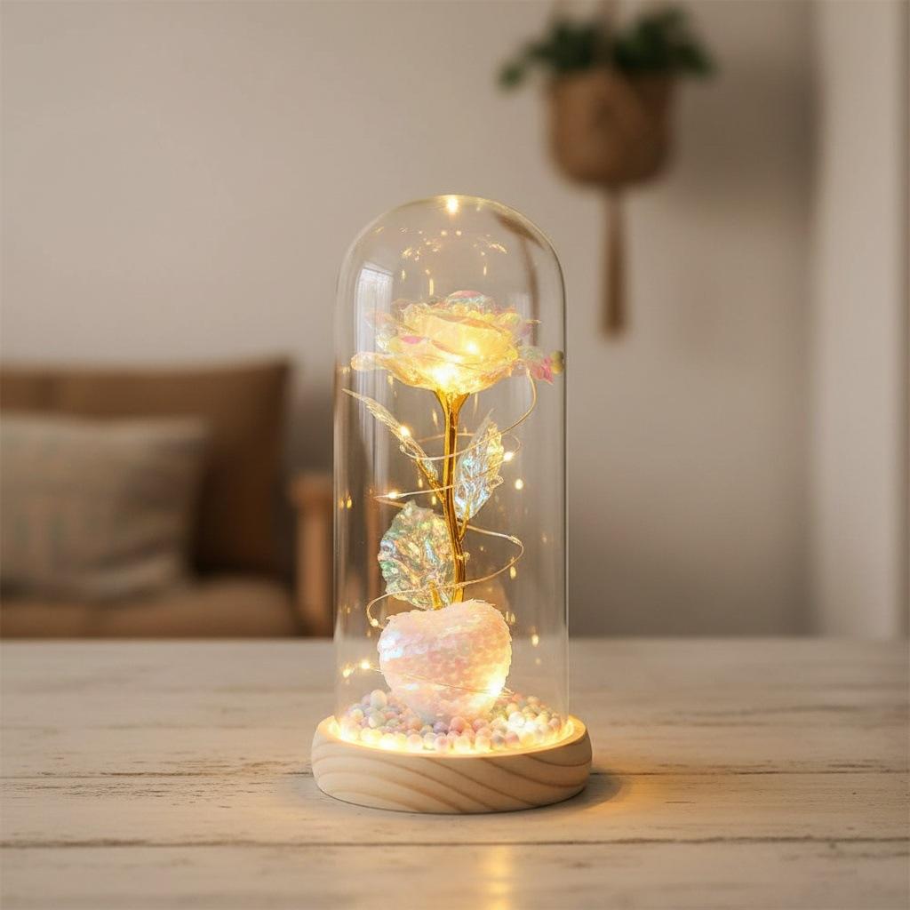 Eternal Flower Rose Glass Cover Gift Box Finished Mother's Day Gift Birthday Valentine's Day Gift for Girlfriend