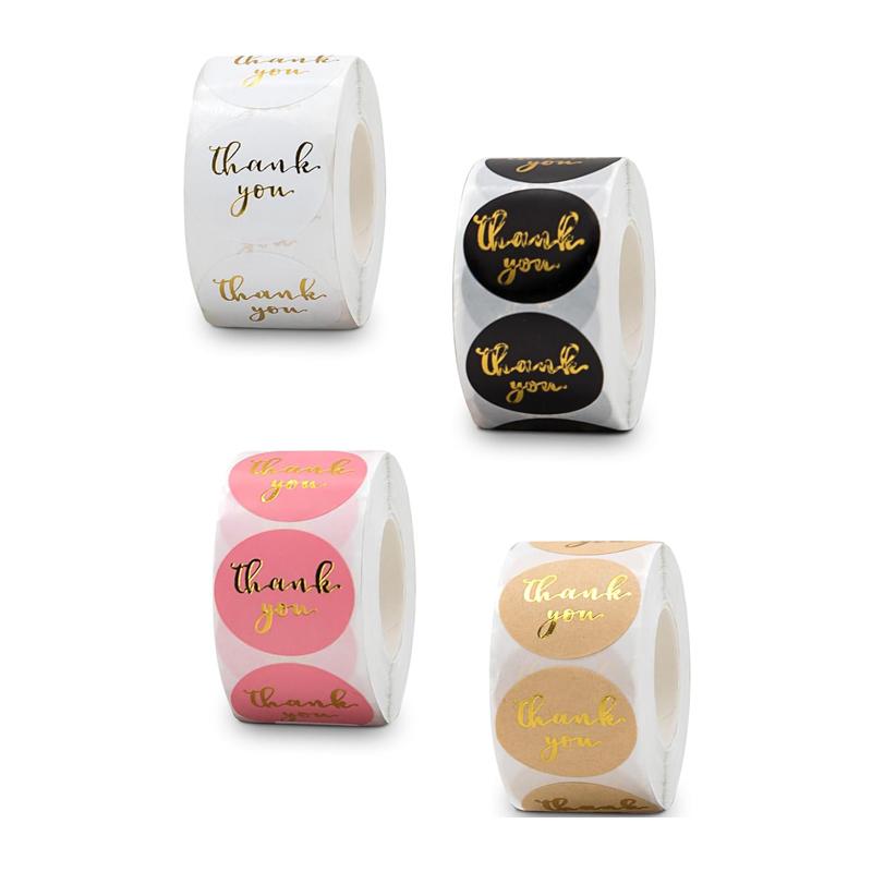 2/4 Rolls Thank You Stickers 1000/2000 Pcs Self Adhesive Thank You Stickers for Gift Wrapping Baking Wedding Crafts Decoration
