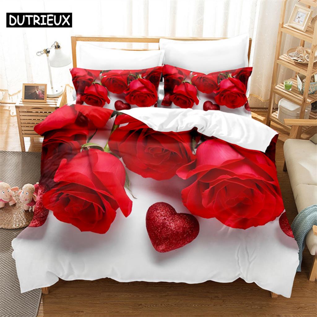 Роскошный комплект постельного белья Red Rose Queen, пододеяльник, комплект постельного белья, комплект постельного белья, пододеяльник King Size, комплект постельного белья