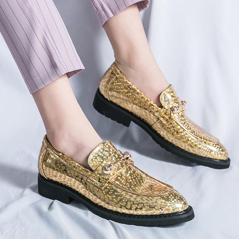 British Style Classy Men Casual Leather Shoes Luxury Lightweight Round Toe Loafers Oxford Men Wedding Party Stage Casual Shoes