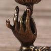 1Pc Vintage Buddha Hand Lotus Incense Burner Metal Backflow Incense Holder For Home Room Creative Tea Table Decor