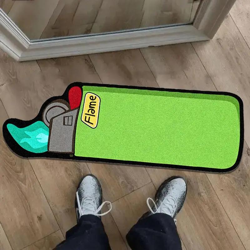 Streetwear Flame Graphic Irregular Long Rug Anti Slip Soft Floor Mat For Bedroom Music Room Bar Decor