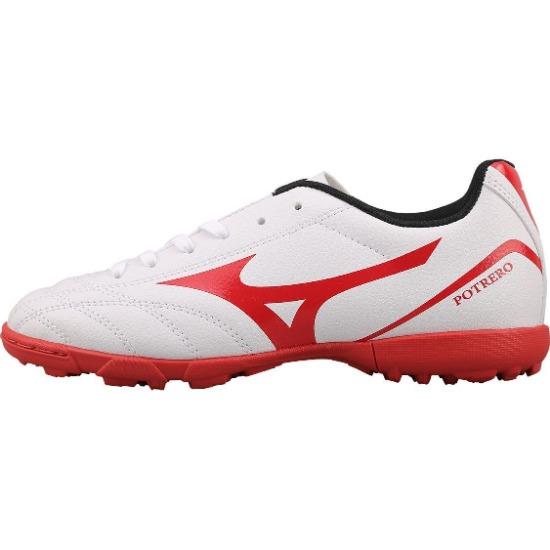 Mizuno Потреро Вайд Джуниор. Круглый носок На шнуровке TF Нескользящие Износостойкие Дышащие Низкие Детские Футбольные Бутсы Детские Кроссовки Белые Красные P1GE189262