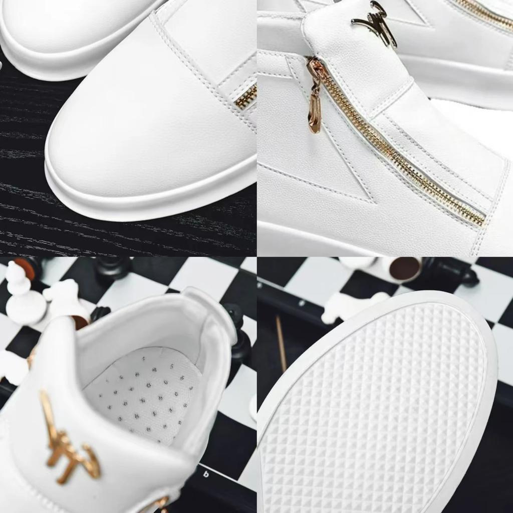 High Top Casual Shoes Platform Men's Sneakers Fashion Zipper Ankle Boots Leather Outdoor Shoe Non Slip Comfortable Shoes for Men