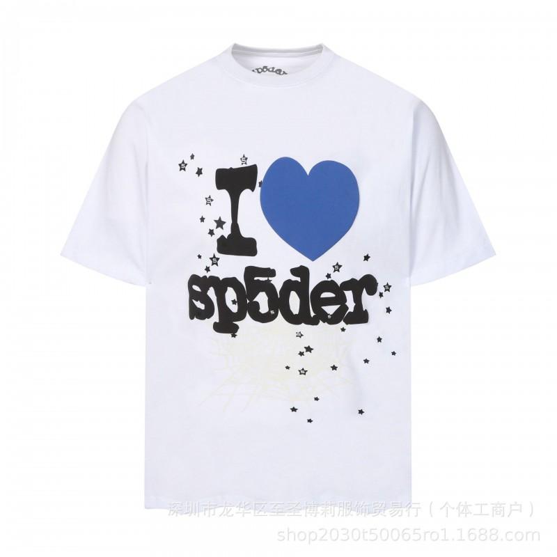 Sp5der 3D Puff Print Graphic Tee Men Loose Fit Cotton Short Sleeve T-Shirt Casual Wear