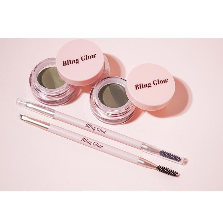 BLING GLOW Карандаш для бровей и набор двойных кистей, 2 шт.