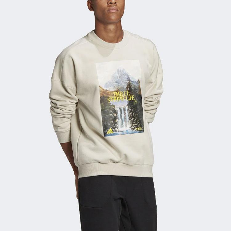 Adidas Mountain Graphic Sweatshirt Men Tops Beige GL5691