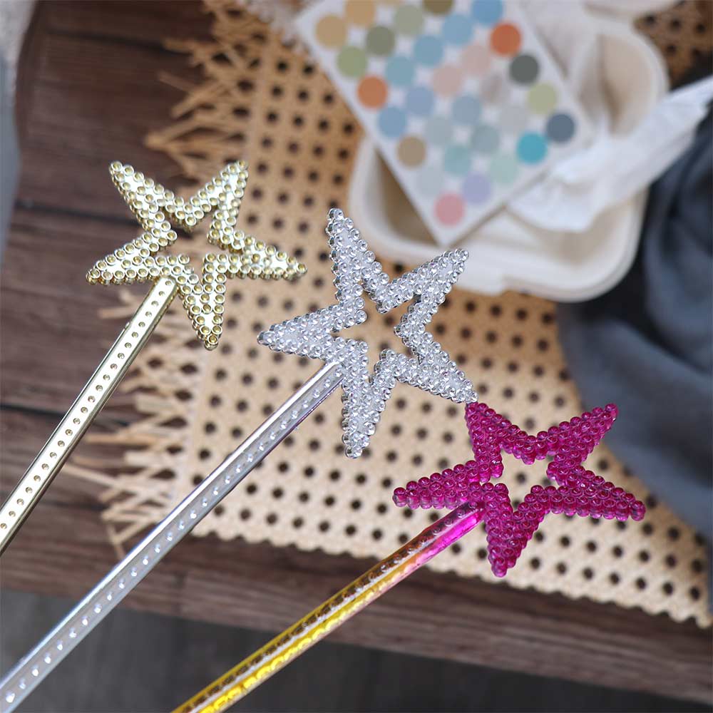 Golden Silver Princess Sticks Five Pointed Star Star Wand Halloween Fairy Wand  Wedding