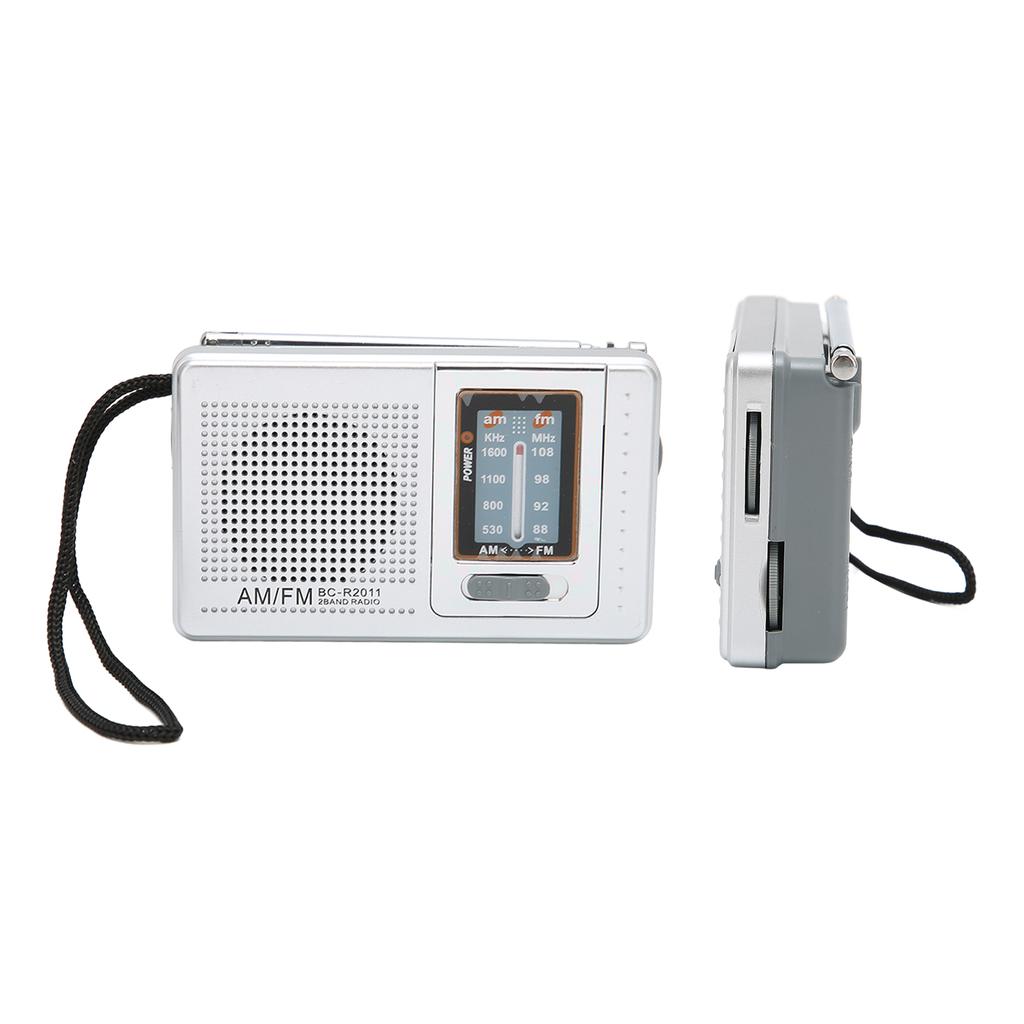 Portable Pocket Radio AM/FM Classic Elegant Design Silver Grey Battery Operated Radio for Home