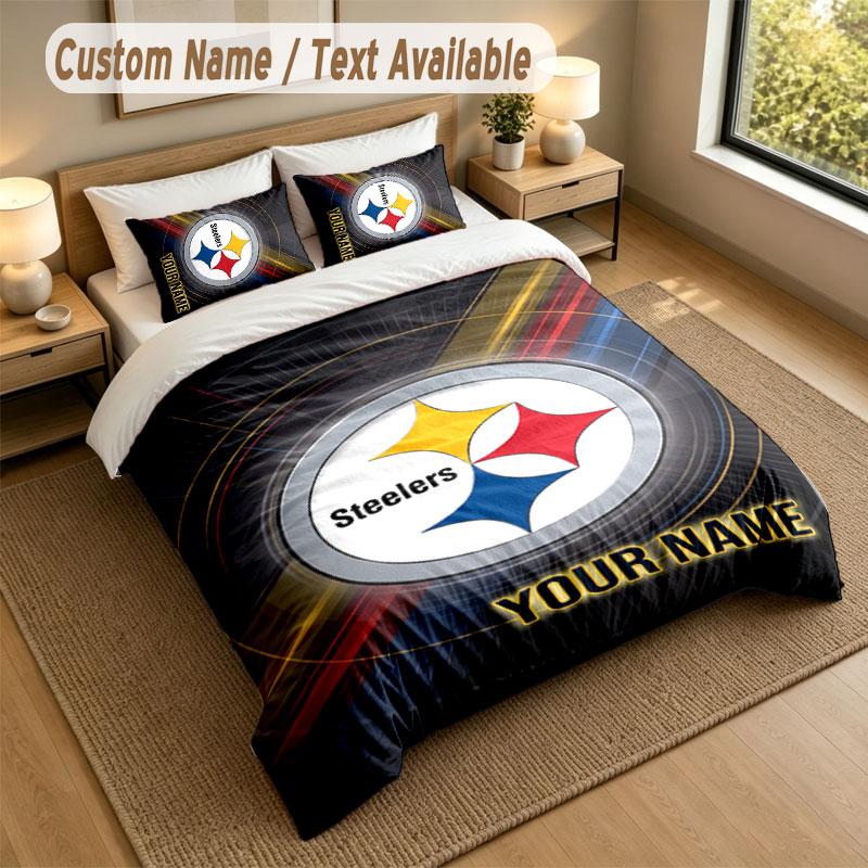 Bedding Set 1 Duvet Cover 2 Pillowcases Pittsburgh Steelers Print Soft Bed Linen Bedroom Decor