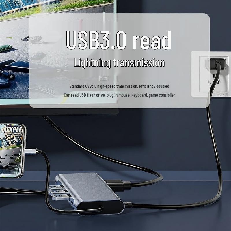 Док-станция USB-C 11-в-1: HDMI, Картридер, VGA, Ethernet, Зеркалирование экрана для ноутбуков и телефонов