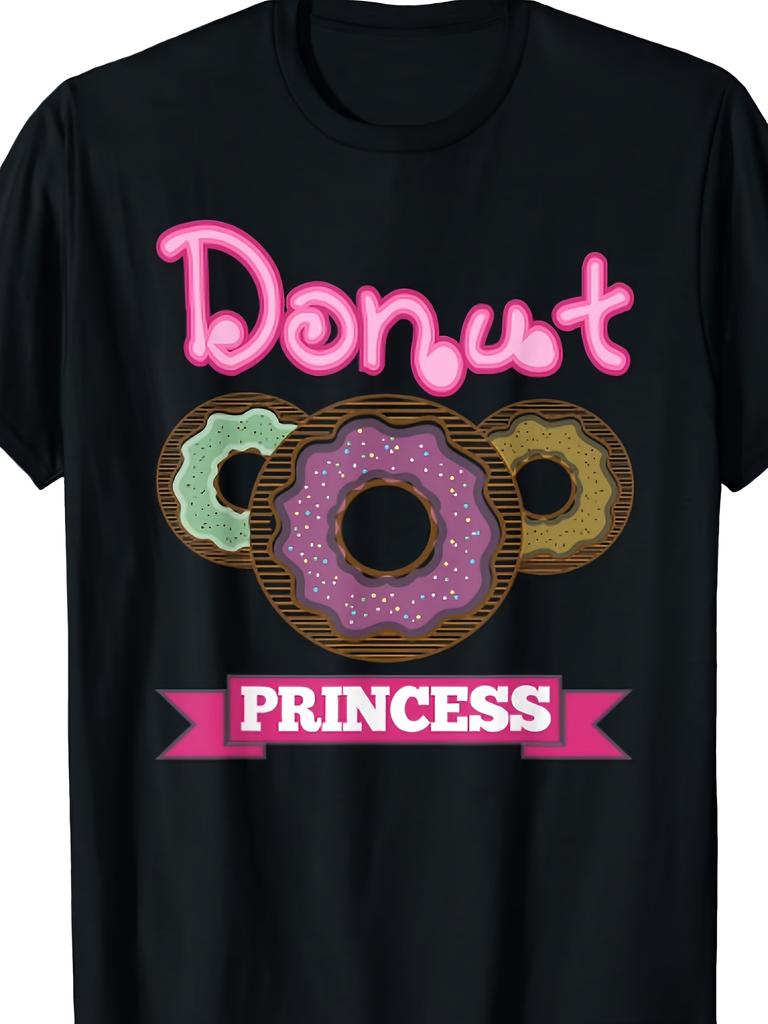 Men'S And Women'S Donut Princess Cute Donut Lover Unisex 100% T-Shirt, Soft, All Season Casual Streetwear Essential, All-Match All