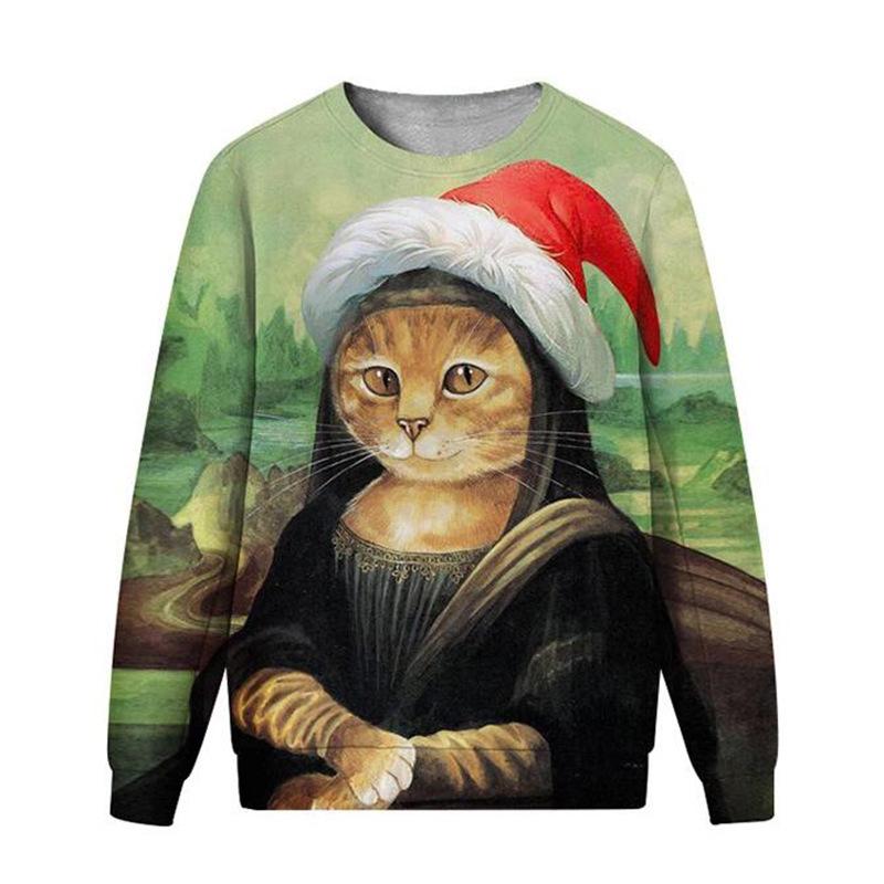 2023 Christmas Digital Printing Funny Pattern Round Neck Sweater Couple Sweater