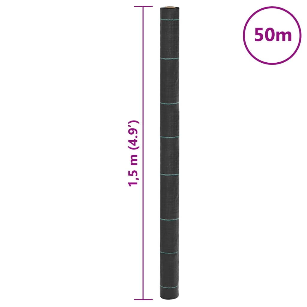 Vidaxl Agrowłóknina Antychwastowa, Czarna, 1,5X50 M, Pp