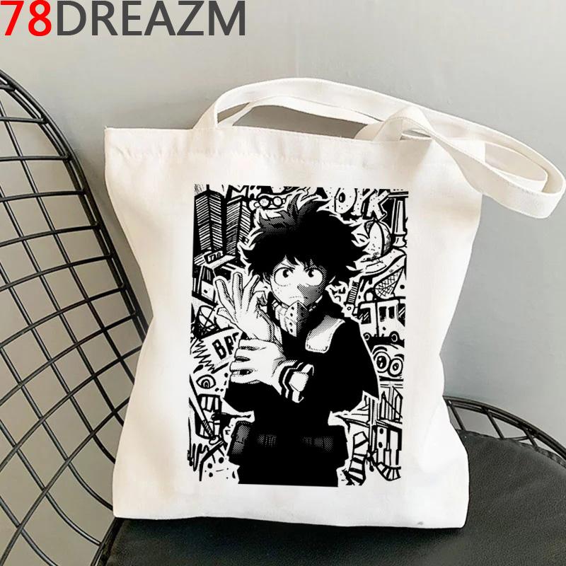 Сумка для покупок My Hero Academia, эко-шоппер, холщовая хлопковая сумка для продуктов, тканая сумка многоразового использования на заказ