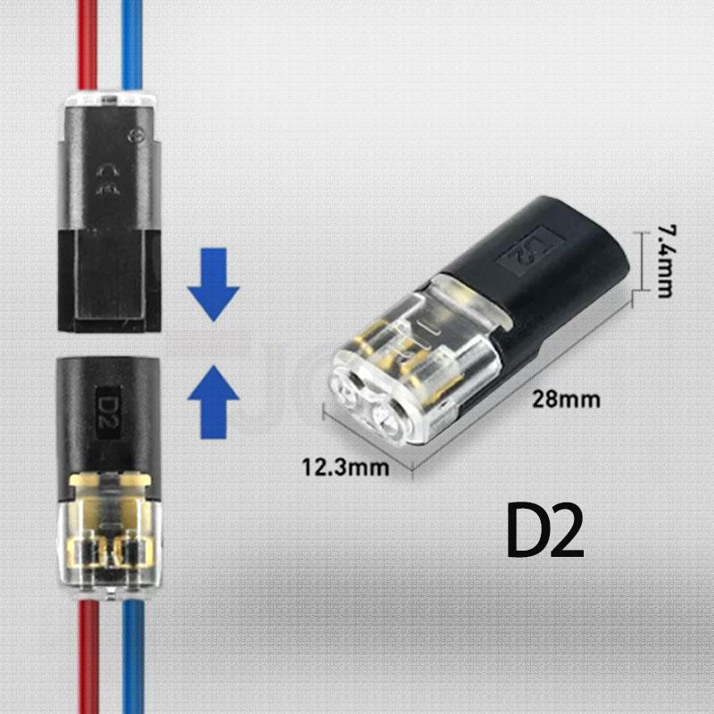 1-20PCS Quick connect terminal D2/T2/T1/H2 type electrical connector LED cable car non break connector terminal connection